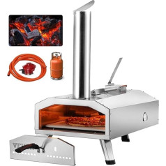 VEVOR Dual Fuel Pizza Oven Lauko 12 colių nešiojamoji lauko picų kepimo krosnelė, varoma dujomis, su grublėtu 