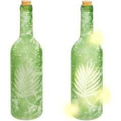 alles-meine.de GmbH 4 stiklinių - šviesos dekoratyvinių butelių rinkinys - 5 vnt. LED - atogrąžų lapai/palmių lapai/palmės lapai/papartis - alyvuogių žalia - šviesos buteliai/buteliukai su šviesa - 30 cm - baterija.