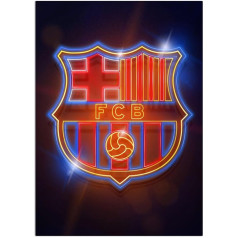 FC Barselona Metalinis plakatas FC Barselona Dekoratyvinis Barselonos ženkliukas Magnetinė asamblėja FC Barselona Crest Neon Plakatas 67,5 x 48 cm