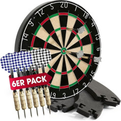 #DoYourDart Dartboard | 6 strėlytės - plieninės strėlytės, įskaitant skrydį | Pilnas strėlyčių rinkinys | Sizalio strėlytė su strėlyčių apvadu | Strėlytės - savaime šaudančios Brazilijos sizalio pluošto strėlytės