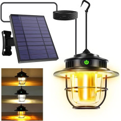 XRDZYXGS Camping Lamp, 2000 mAh Camping Lamp, įkraunamas 1000 liumenų, su 6000 mAh nepriklausoma saulės baterija, IP65 vandeniui atsparus stovyklavimo žibintas, 4 šviesos režimai ir reguliuojamas apšvietimas, LED žibintas stovyklavimui, žygiams,