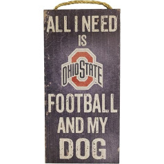 Ohio State Buckeyes Viskas, ko man reikia, yra futbolas ir mano šuo Medinis ženklas 6 