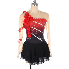 YDHTIZ Moterų profesionalus dailiojo čiuožimo konkurencijos suknelės mergaičių ilgomis rankovėmis Rhinestone Gradient Gimnastika Activewear Konkurencija mokymo Sportinis Moteris