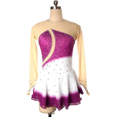 YDHTIZ paprastas dosnus figūra čiuožimas suknelė moterų ilgomis rankovėmis Rhinestone gimnastika Sparkly Jersey balerina apranga Konkurencijos mokymo atletikos moterų