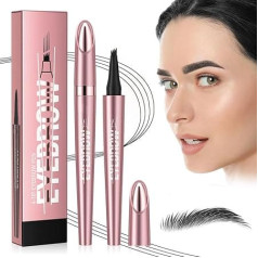 Antakių pieštukas, 3D Microblading antakių pieštukas, atsparus vandeniui, stebuklingas antakių spalvos antakių pieštukas su 4 šakutės galiukų aplikatoriumi, be vargo sukuria natūralią išvaizdą (stilius B-04# Black)