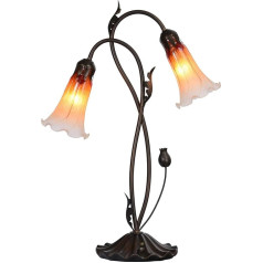 Bieye L30698 Lily Blossom Blown Glass Accent Table Lamp Night Light for Living Room Bedroom
