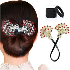 Pfauenförmiger Haar-Dutt-Maker, eleganter Frisur-Twist, Lazy Hair Curler, Dutt-Maker, Dutt-Maker for langes Haar, elegante Twist-Haarnadel, Haar-Accessoires for Frauen und Mädchen(Red)