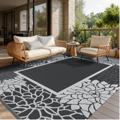 COCOER Outdoor-Teppich mit Blumenmuster, 22,9 x 30,5 cm, wendbar, wasserdicht, für den Außenbereich, Terrasse, Dekoration für Veranda, Balkon, Hinterhof