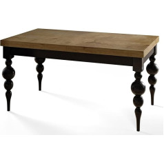 Alpimeble Lena stačiakampio formos valgomojo stalas Išskleidžiamas stalo dydis 120-160 x 80 x 78,5 cm Svetainės stalo spalva: LEFKAS su juodos spalvos kojomis