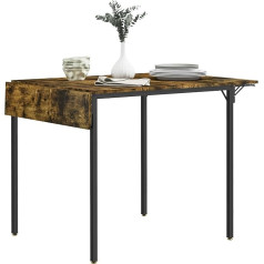 Homcom Sulankstomas valgomojo stalas Virtuvės stalas ištraukiamas su 2 atvartais Pramoninio stiliaus stačiakampis mažos erdvės sulankstomas stalas 2-4 žmonėms Rustic Brown