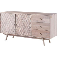 Massivmoebel24.De Mosayk #206 Spintelė Akacija 145 x 42 x 75 cm Baltai lakuota