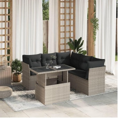 Homgoday Sodo baldų komplektas 6 dalių su pagalvėlėmis Šviesiai pilka Poly Rattan baldų dekoro komplektas Sofa lova Gyvenamasis kambarys Sofa Modern Set lauko sodo sofos Modelis 3266582