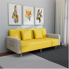 Usmask Šiuolaikinė medvilninio audinio sofa lova, reguliuojama sulankstoma sofa su atlošu, 2 sėdimų vietų poilsio sofa su atlošu, minkšta sofa lova, namų biuro baldai, smėlio spalvos, 170 × 61 × 75 cm