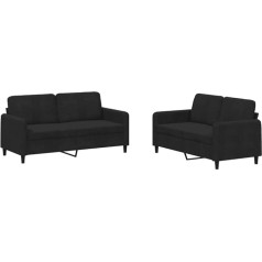 Vidaxl Sofos komplektas, 2 dalių fotelis, sofa, svetainės sofa su porankiais, sofos komplektas, dizainerio sofa, sėdimieji baldai, minkšti baldai, juodas aksomas