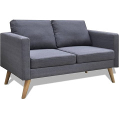 Hommdiy Sofa Medžiaginė sofa 2 sėdimųjų vietų / 3 sėdimųjų vietų minkšta sofa Lounge Couch Wood Design (tamsiai pilka 2 sėdimųjų vietų)