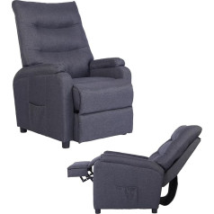 Mingone Kėdė su atsilenkimo funkcija, TV kėdė, atlošiama kėdė, viengulė sofa, minkšta skaitymo kėdė su atlošu ir atrama kojoms, tinka miegamajam, svetainei, privačiam teatrui, tamsiai pilka