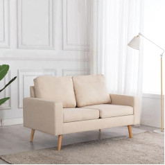 Willood 2 vietų sofa Kreminis audinys Dviejų vietų poilsio sofa Audinys sofa Minkšta sofa Sėdimoji sofa Baldų dizainas Sofa Svetainės sofa Medinis rėmas