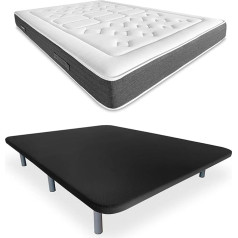 ‎Duérmete Online Duérmete Online 3D paminkštinimas sustiprintas be triukšmo 5 sutvirtinimo juostos viskoelastinės Bio Nature + 6 metalinės kojelės 27 cm 105 x 190 juoda