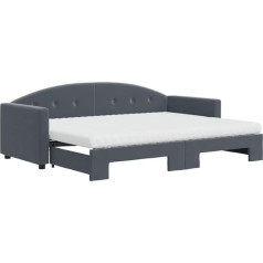Vidaxl Dienos lova, išskleidžiama sofa lova su čiužiniais, sofa lova, svečių lova miegamajame, svetainėje, sofa lova, išskleidžiama lova, tamsiai pilka, 80 x 200 cm, aksomas