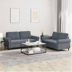 LAPOOH 3202211 2 dalių sofos komplektas su pagalvėlėmis Tamsiai pilkas aksomas, poilsio sofa, sofos ir kušetės, poilsio sofa, sofa svetainei