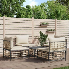 Bukscyjs Nedidelė sofa, miegamoji sofa, 5 dalių sodo svetainės komplektas su pagalvėlėmis, antracito spalvos rotango polis, tinka svetainei, miegamajam, svetainei, priimamajam, prieškambariui
