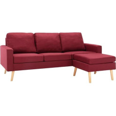 Vidaxl 3-vietė sofa su taburete, minkšta sofa, svetainės sofa, audinys sofa, sėdimieji baldai, svetainės sofa, sofos komplektas, dizainerio sofa, vyno raudonos spalvos audinys