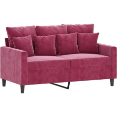 ‎Vidaxl vidaXL sofa 2 sėdimų vietų, poilsio sofa sofa su porankiais ir atlošo pagalvėlėmis, svetainės sofos dizainas, sofa su metaliniu rėmu, sėdimieji baldai, dvi sėdimos vietos, vyno raudonas aksomas