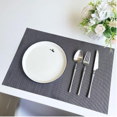 Amdxd Kvadratėlis plaunamas, personalizuotas kvadratinis rinkinys iš 6, PVC kilimėlis, natūrali dirbtinio lino audimo tekstūra, apsauganti nuo slydimo, kilimėlis Deco juodai rudas, skirtas virtuvei, 30x45 cm
