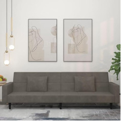 Koieceta Sofa lova 2-vietė sofa lova su 2 pagalvėlėmis Svečių lova su mediniu rėmu Sofa lova Dienos lova Sofa sofa išskleidžiama Tamsiai pilkas aksomas