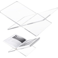 Akrilinis knygų stovas 38 x 24 x 14 cm Knygų laikiklis Didelis atviras knygų stovas, skirtas eksponuoti kulinarinę knygą Meno knygą Bibliją Svečių knygą - kavos staliuko skaitymo stovas skaitymui - skaidrus, didelis
