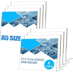 MUXHEL Akrilo ženklų laikiklis A5 21x15cm Skaidrus pasviręs plakato meniu kraštovaizdžio L formos stendas A5 stalo ženklų laikiklis namams, biurui, parduotuvei, restoranui
