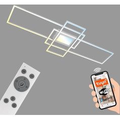BRILONER - LED lubų šviestuvas su programėlės balso valdymu, reguliuojamas, nuo šiltos baltos iki šaltos baltos spalvos, LED šviestuvas, lubų šviestuvas, svetainės šviestuvas, miegamojo šviestuvas, virtuvės šviestuvas, 110,5 x 42 x 6,5 cm (D