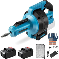 21 V vamzdžių valymo spiralė, 21 V vamzdžių valymo spiralė 160 W drenažo valymo spiralė su 2 x 2600 mAh baterijomis ir 7 m ilgio valymo spirale, skirta 35-100 mm skersmens vamzdžiams valyti