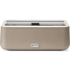 HENDI Chafing Dish, UNIQ, mit GN1/1 Behälter, integrierter Glasdeckel, Temperaturbereich: von 35° bis 85°C, Warmhaltebehälter, Buffetwärmer, 12,5L, 220V/700W, 607x402x(H) 250mm, Edelstahl, PP, beige