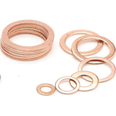 Masyvus Messing-Kupfer-Unterlegscheiben. Kupfer-Un 50 Stück M5 M6 M8 M10 M12 M14 M16 M18 M20 M22 Unterlegscheiben aus massivem Kupfer, Unterlegscheibe, flacher Ring, Dichtungsringe, Dichtung, einfache