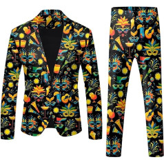 Mymyguoe Karnavalo kostiumai Vyriškas kostiumas Striukė Dviejų dalių karnavalas Spausdinta Hippie apranga Beprotiškas Prom kostiumas Šventinis spausdinti kostiumas Fancy Dress kostiumai Vyriškas kostiumas 2 dalių švarkas Blazer kostiumas Kelnių 
