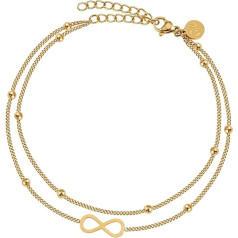 GD Good.designs Est. 2015 Apyrankė su begalybės ženklu moterims, vandeniui atspari begalybės apyrankė (22-27 cm) iš 18K aukso, sidabro ir rožinio aukso, moteriški papuošalai kojoms su sferomis
