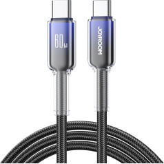 Kabelis Crystal-Clear Series 60W USB-C - USB-C 1,2 m - juodas