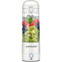 nutribullet rankinis maišytuvas, rankinis maišytuvas, 475 ml, be BPA, mini maišytuvas, daugiafunkcinis maišytuvas, USB-C įkroviklis, daugiau kaip 15 maišymo ciklų, baltas, NBP003W