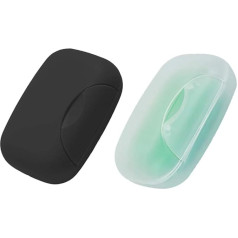Verschließbare Seifenschale mit Deckel, 2 Stück, Reise-Seifenbox, Seifenschale, Reiseseife, wasserdicht und auslaufsicher, Seifenbox, Aufbewahrung für Dusche (2, schwarz und transparent)
