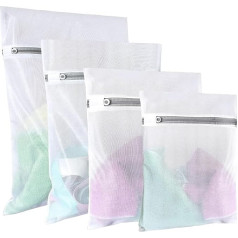 4 Stück Netz-Wäschesäcke, M/L/XL/XXL, Wäschesäcke für Waschmaschine, Waschbeutel mit Reißverschlüssen für Kleidung, Socken, Unterwäsche, BHs