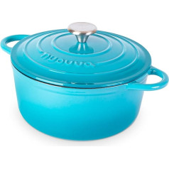 Ketaus puodas su dangčiu - emaliuotas puodas su nepridegančiu paviršiumi, tinkamas naudoti orkaitėje iki 260 °C - mėlynas, 4,7 litro, 24 cm - iš Nuovva