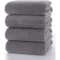 4-teiliges sehr weiches Mikrofaser-Badetuch-Set für Badezimmer, Fitnessstudio, Strand, unglaublich saugfähig, leicht, schnell trocknend und langlebig, 139,7 cm L x 68,6 cm B, 4 Stück, Dunkelgrau