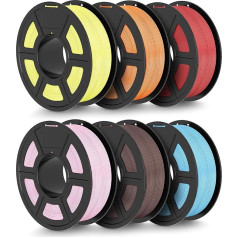 Matinis PLA siūlų rinkinys 6 kg, didelio greičio PLA 3D spausdintuvo siūlai su matiniu paviršiumi, skirti 0-600 mm/s, 6 vnt. 1 kg ritės, 6 spalvos: mėlyna, ruda, oranžinė, rožinė, geltona, raudona