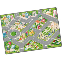 801129 Žaidimų kilimėlis mažiems automobiliams vaikams, neslystantis miesto bėgiais 120 x 80 cm
