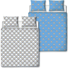 Character World Manchester City FC Oficiali dvigulė lova Uncovered Patalynė Reversible Comforter Pillows and Pillowcases Washable Duvet, idealiai tinka kelionėms, nakvynei, 10,5 Tog