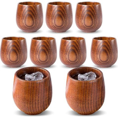 9 medinių puodelių pakuotė, 150 ml mediniai geriamieji puodeliai, natūralus medinių puodelių arbatos rinkinys, mediniai vandens puodeliai, japoniški mediniai kavos puodeliai kavai, pienui, arbatai, alui