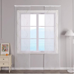 Slankiojančios užuolaidos, Voile Panel užuolaidos, 2 vnt., slankiojančios užuolaidos, svetainės užuolaidos su Velcro juosta, skaidrios užuolaidos, siuvinėtos smėliu, Š x V 57 x 225 cm, 2 vnt.