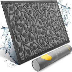 Lauko ir vidaus durų kilimėlis [tvirtas] - švarus batų valymas dėl briaunoto viršaus - puikus dydis 60 x 90 cm pilka - durų kilimėlis Lauko durų kilimėlis Priekinių durų gremžtukas Vidaus patalpoms