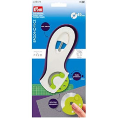 Prym 610474 Ergonomiškas rotacinis pjaustytuvas, plastikinis, slyvų mėlynos spalvos, baltas, 45 mm
